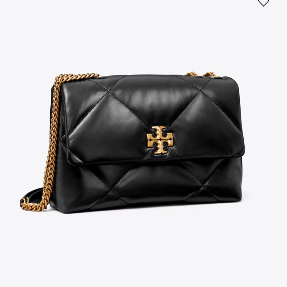 Tory Burch Black Leather Shoulder Bag with Gold Chain